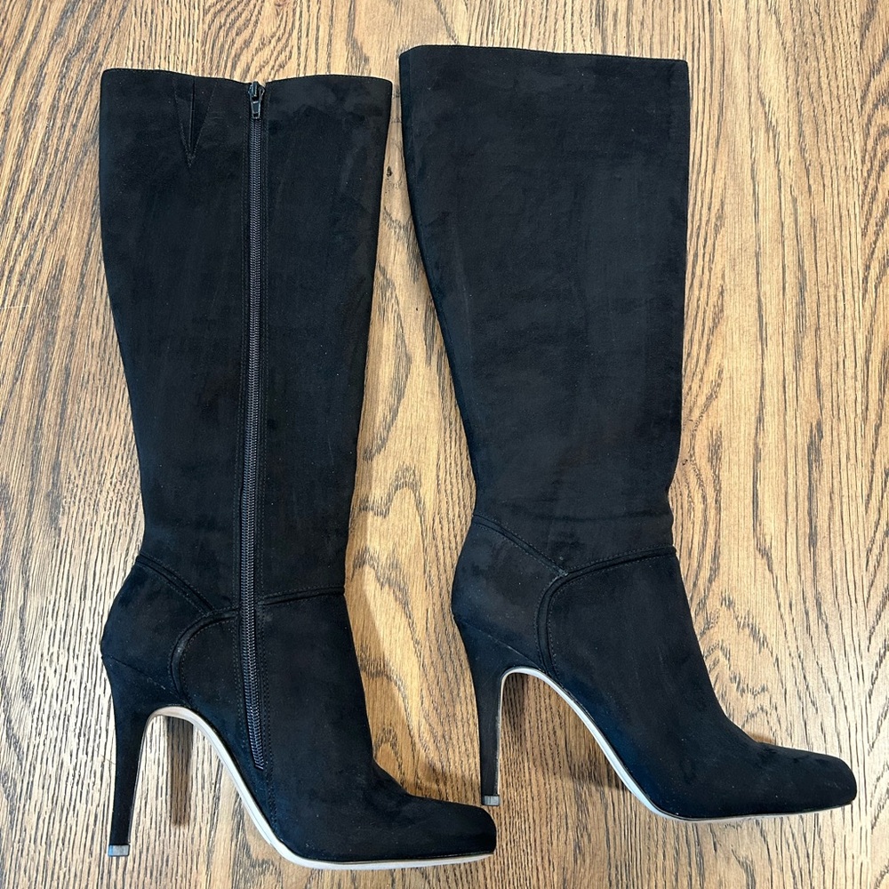 INC Elegant Black Suede Knee-High Women's Boots